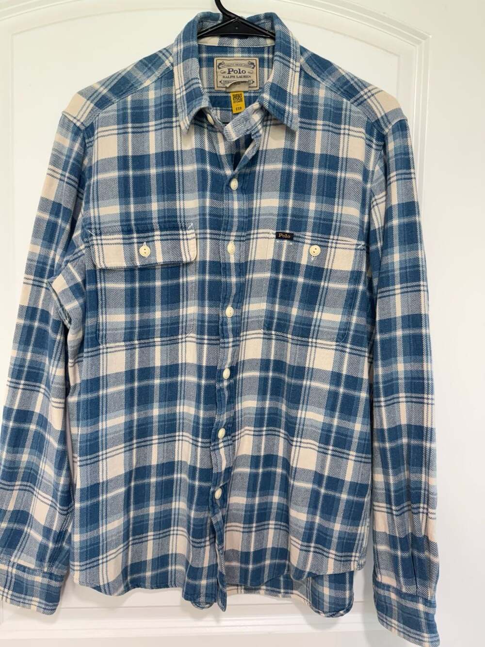 Polo Ralph Lauren Blue Plaid Flannel Shirt Men’s Medium Ranch Western Workwear